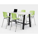 Midtown Bistro Dining Table With Four Lime Green Kool Barstools, 36 X 72 X 41, Designer White, Ships In 4-6 Business Days