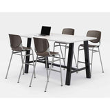 Midtown Bistro Dining Table With Four Brownstone Kool Barstools, 36 X 72 X 41, Designer White, Ships In 4-6 Business Days