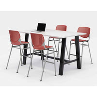 Midtown Bistro Dining Table With Four Coral Kool Barstools, 36 X 72 X 41, Designer White, Ships In 4-6 Business Days