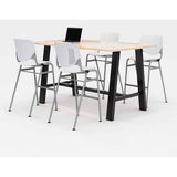 Midtown Bistro Dining Table With Four White Kool Barstools, 36 X 72 X 41, Kensington Maple, Ships In 4-6 Business Days