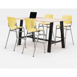 Midtown Bistro Dining Table With Four Yellow Kool Barstools, 36 X 72 X 41, Kensington Maple, Ships In 4-6 Business Days