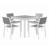Eveleen Outdoor Patio Table With Four Gray Powder-coated Polymer Chairs, 32" Square, Gray, Ships In 4-6 Business Days
