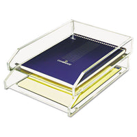 Clear Acrylic Letter Tray, 2 Sections, Letter Size Files, 10.5" X 13.75" X 2.5", Clear, 2-pack