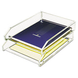 Clear Acrylic Letter Tray, 2 Sections, Letter Size Files, 10.5" X 13.75" X 2.5", Clear, 2-pack