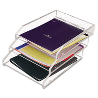 Clear Acrylic Letter Tray, 2 Sections, Letter Size Files, 10.5" X 13.75" X 2.5", Clear, 2-pack