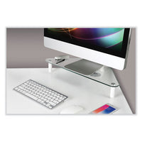 Glass Corner Monitor Riser, 19.7" X 11" X  3.25", Clear, Supports 40 Lbs