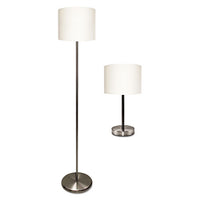 Slim Line Lamp Set, Table 12 5-8" High And Floor 61.5" High, 12"; 6"w X 61.5"; 12.63"h, Silver