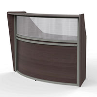 Reception Desk With Polycarbonate, 72 X 32 X 46, Mocha, Ships In 1-3 Business Days