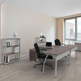 Trento Line L-shaped Desk, 59.13w X 59.13d X 29.5h, Mocha-gray