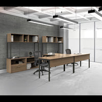 Urban Desk Workstation, 47.25w X 23.75d X 29.5h, Natural Walnut