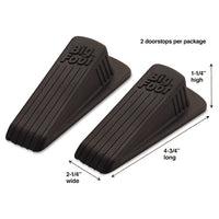 Big Foot Doorstop, No Slip Rubber Wedge, 2.25w X 4.75d X 1.25h, Brown, 2-pack