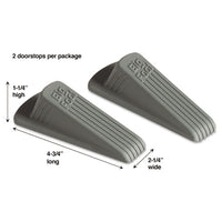 Big Foot Doorstop, No Slip Rubber Wedge, 2.25w X 4.75d X 1.25h, Gray, 2-pack