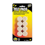 Scratch Guard Felt Pads, 1" Dia, Circular, Beige, 16-pack