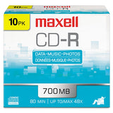 Cd-r Discs, 700mb-80min, 48x, W-slim Jewel Cases, Silver, 10-pack