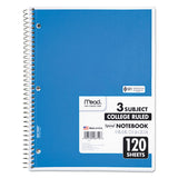 Spiral Notebook, 3 Subjects, Medium-college Rule, Assorted Color Covers, 11 X 8, 120 Sheets
