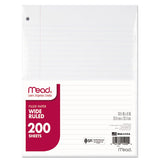 Filler Paper, 3-hole, 8 X 10.5, Wide-legal Rule, 200-pack