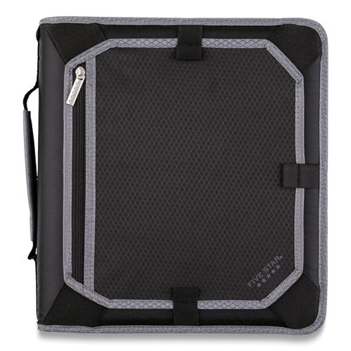 Zipper Binder, 3 Rings, 2" Capacity, 11 X 8.5, Black/gray Accents