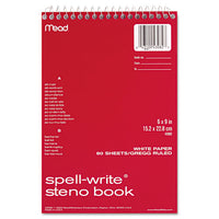 Spell-write Wirebound Steno Book, Gregg Rule, 6 X 9, White, 80 Sheets