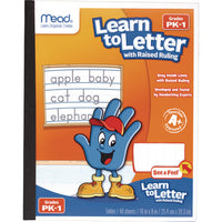 Learn To Letter Writing Tablet With Raised Ruling, Primary Rule, Orange Cover, (40) 10 X 8 Sheets