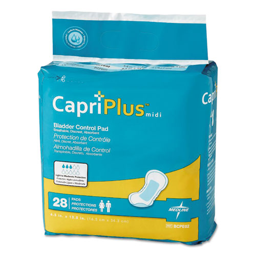 Capri Plus Bladder Control Pads, Extra Plus, 6.5" X 13.5", 28-pack, 6-carton