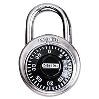 Combination Lock, Stainless Steel, 1 7-8" Wide, Black Dial