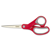 Multi-purpose Scissors, 8" Long, 3.38" Cut Length, Gray-red Straight Handle