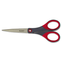 Precision Scissors, 8" Long, 3.13" Cut Length, Gray-red Straight Handle