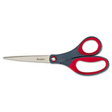 Precision Scissors, 8" Long, 3.13" Cut Length, Gray-red Straight Handle