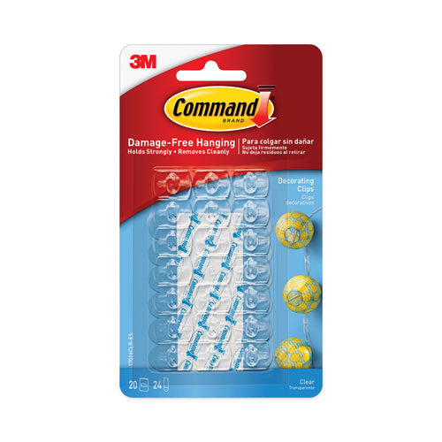Clear Hooks And Strips, Plastic, Decorating Clips, 20 Clips And 24 Strips-pack