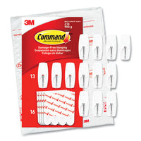 General Purpose Wire Hooks, Medium, 2 Lb Cap, White, 13 Hooks And 16 Strips-pack