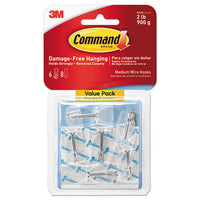 Clear Hooks And Strips, Plastic, Medium, 6 Hooks And 8 Strips-pack