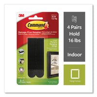 Picture Hanging Strips, Removable, 0.75" X 3.65", Black, 4 Pairs-pack
