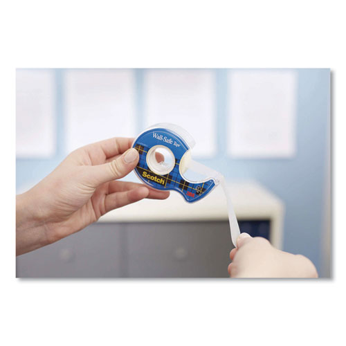 Wall-safe Tape With Dispenser, 1" Core, 0.75" X 50 Ft, Clear, 2-pack