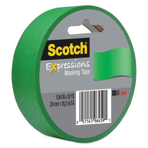 Expressions Masking Tape, 3" Core, 0.94" X 20 Yds, Primary Green