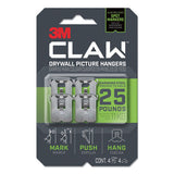 Claw Drywall Picture Hanger, Holds 25 Lbs, 4 Hooks And 4 Spot Markers, Stainless Steel