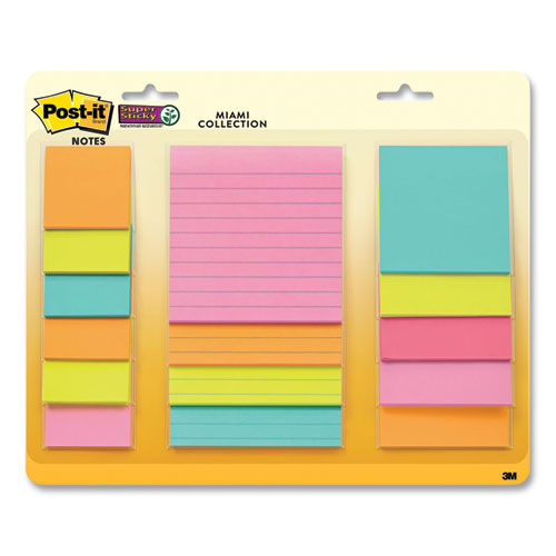 Pads In Miami Colors, 2 X 2; 3 X 3; 4 X 4, Lined, 45-sheet,15 Pads-pack