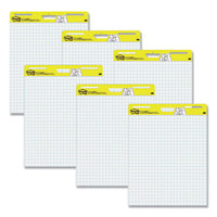 Self-stick Easel Pads, Quadrille (1 Sq-in), 25 X 30, White, 30 Sheets, 6-pack