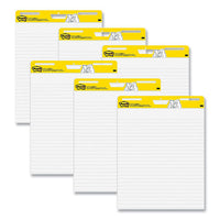 Vertical-orientation Self-stick Easel Pads, Wide Ruled, 25 X 30, White, 30 Sheets-pad, 6 Pads-pack