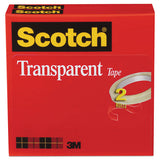 Transparent Tape, 3" Core, 0.5" X 72 Yds, Transparent, 2-pack