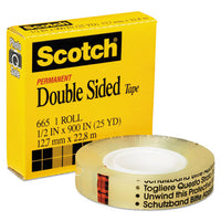 Double-sided Tape, 1" Core, 0.5" X 75 Ft, Clear