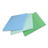 100% Recycled Paper Super Sticky Notes, Ruled, 4" X 4", Oasis, 70 Sheets/pad, 3 Pads/pack