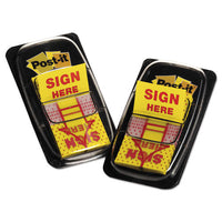 Arrow Message 1" Page Flags, "sign Here", Yellow, 2 50-flag Dispensers-pack