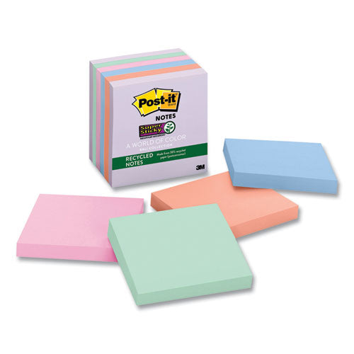 Recycled Notes In Bali Colors, 3 X 3, 65-sheet, 6-pack