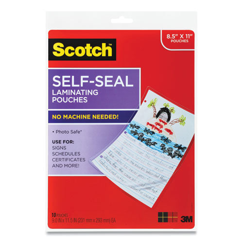 Self-sealing Laminating Pouches, 9.5 Mil, 9 X 11.5, Gloss Clear, 10-pack