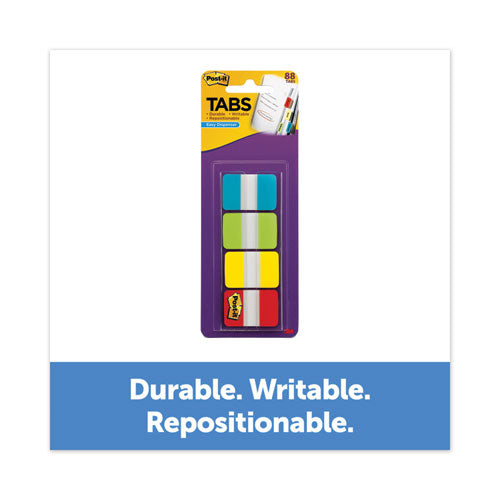 1" Wide Tabs With Dispenser, Aqua, Lime, Red, Yellow, 88-pack