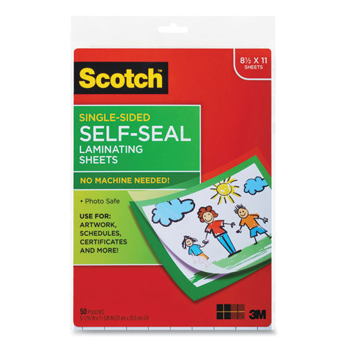 Self-sealing Laminating Sheets, 6 Mil, 9.06 X 11.63, Gloss Clear, 50-pack
