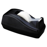 Deluxe Desktop Tape Dispenser, Attached 1" Core, Heavily Weighted, Black