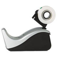 Value Desktop Tape Dispenser, Attached 1" Core, Black-silver