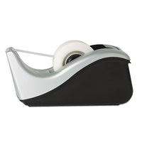 Value Desktop Tape Dispenser, Attached 1" Core, Black-silver