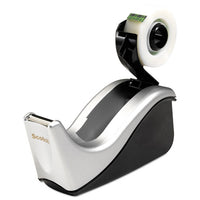 Value Desktop Tape Dispenser, Attached 1" Core, Black-silver